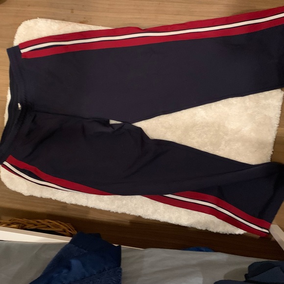 Lululemon wide leg pants in navy. red and white stripe. loungewear comfy pants. - Picture 1 of 1